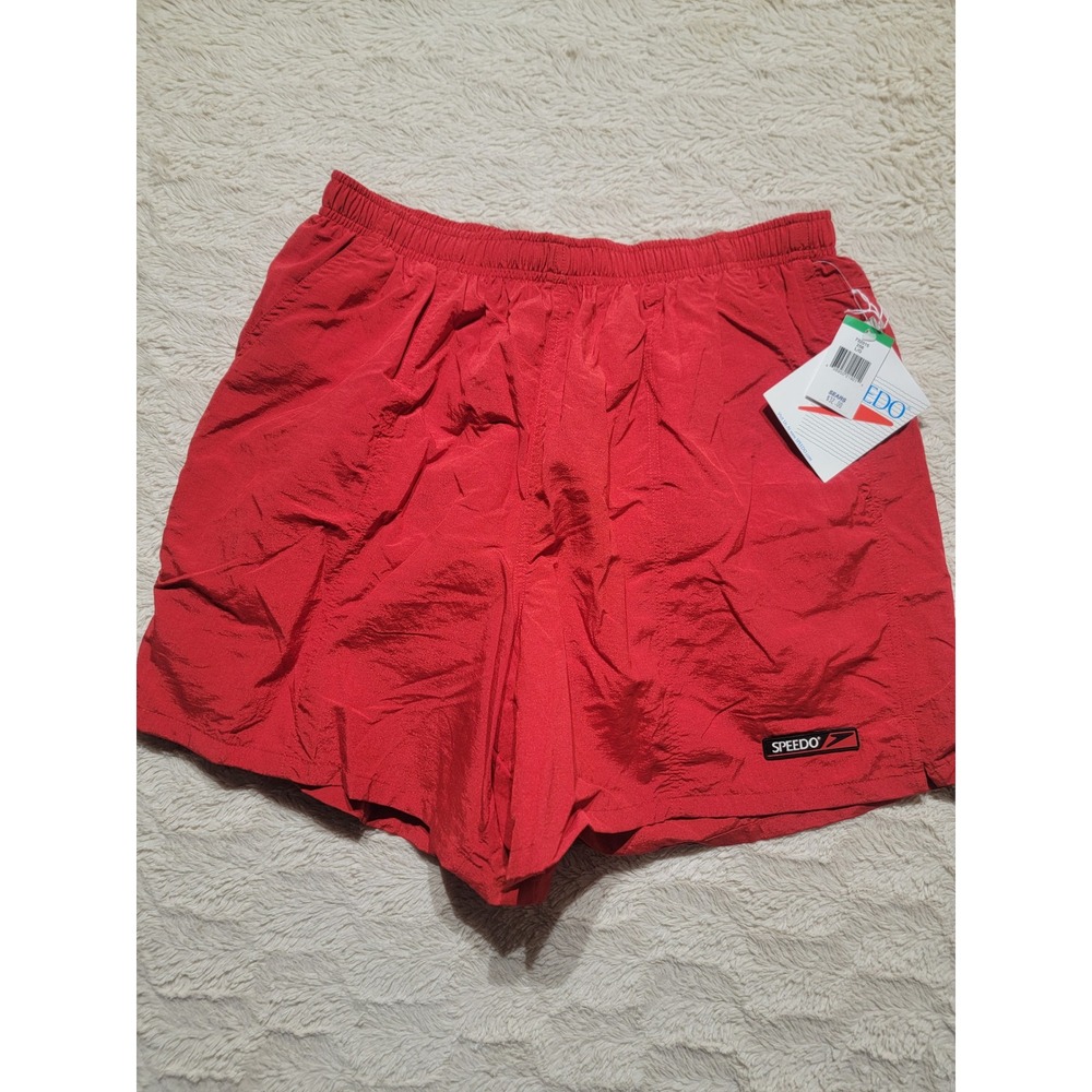 Speedo Mens Red Nylon Swim Trunks Mesh Lined Shorts Large 732015 256 NWT